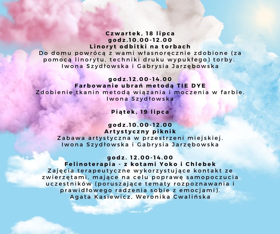 Kreatywne lato z Wileńską 08.07-02.08.2024 r. - warsztaty dla dzieci 7-12lat