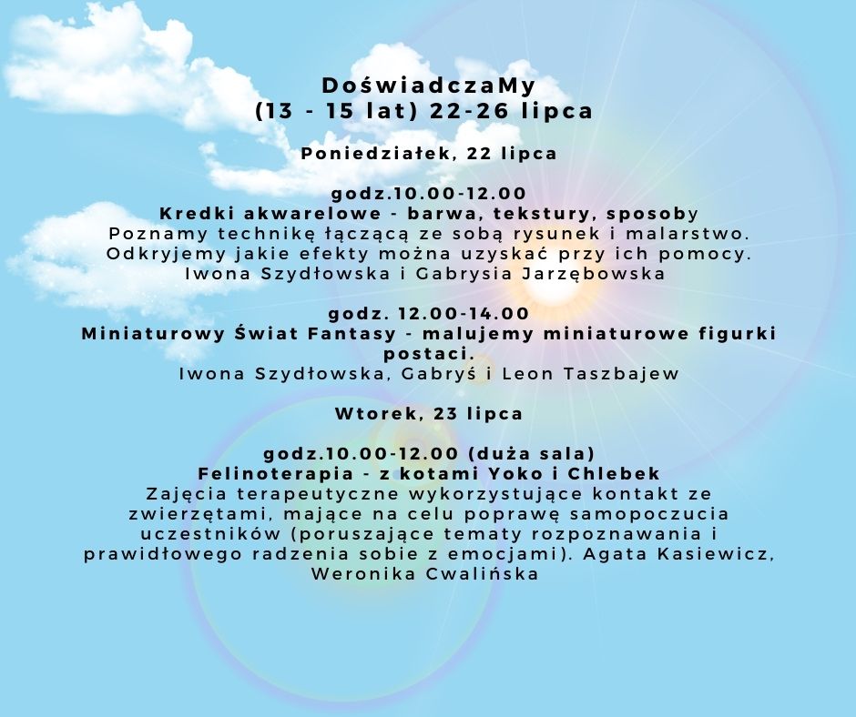 Kreatywne lato z Wileńską 08.07-02.08.2024 r. - warsztaty dla dzieci 7-12lat