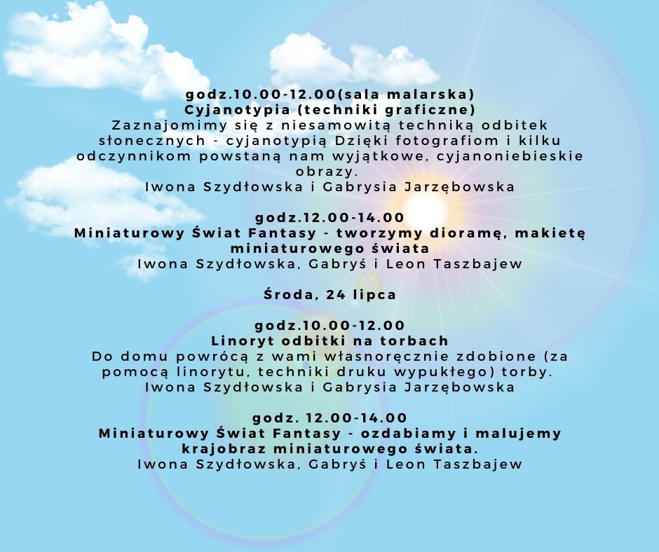 Kreatywne lato z Wileńską 08.07-02.08.2024 r. - warsztaty dla dzieci 7-12lat
