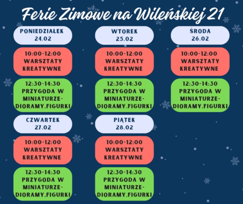 Harmonogram zajęć ferie zimowe