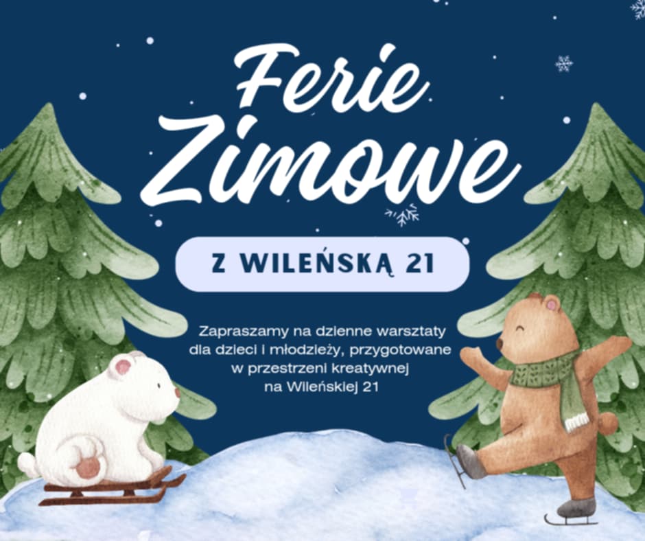 Grafika z napisem Ferie zimowe